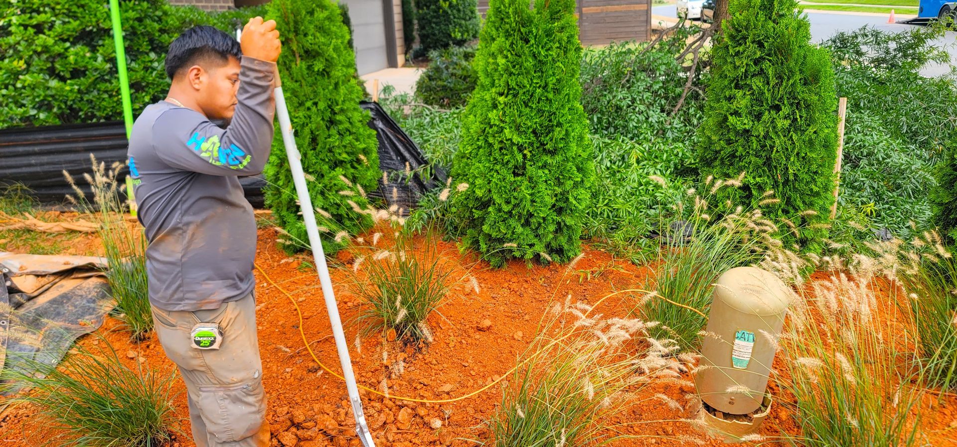 A residential landscape design project on Levy Way in Charlotte, NC - Haven Landscape Design hard at work