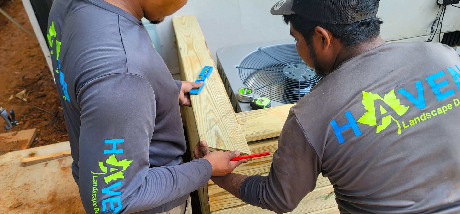 A residential landscape design project on Levy Way in Charlotte, NC - Haven Landscape Design hard at work