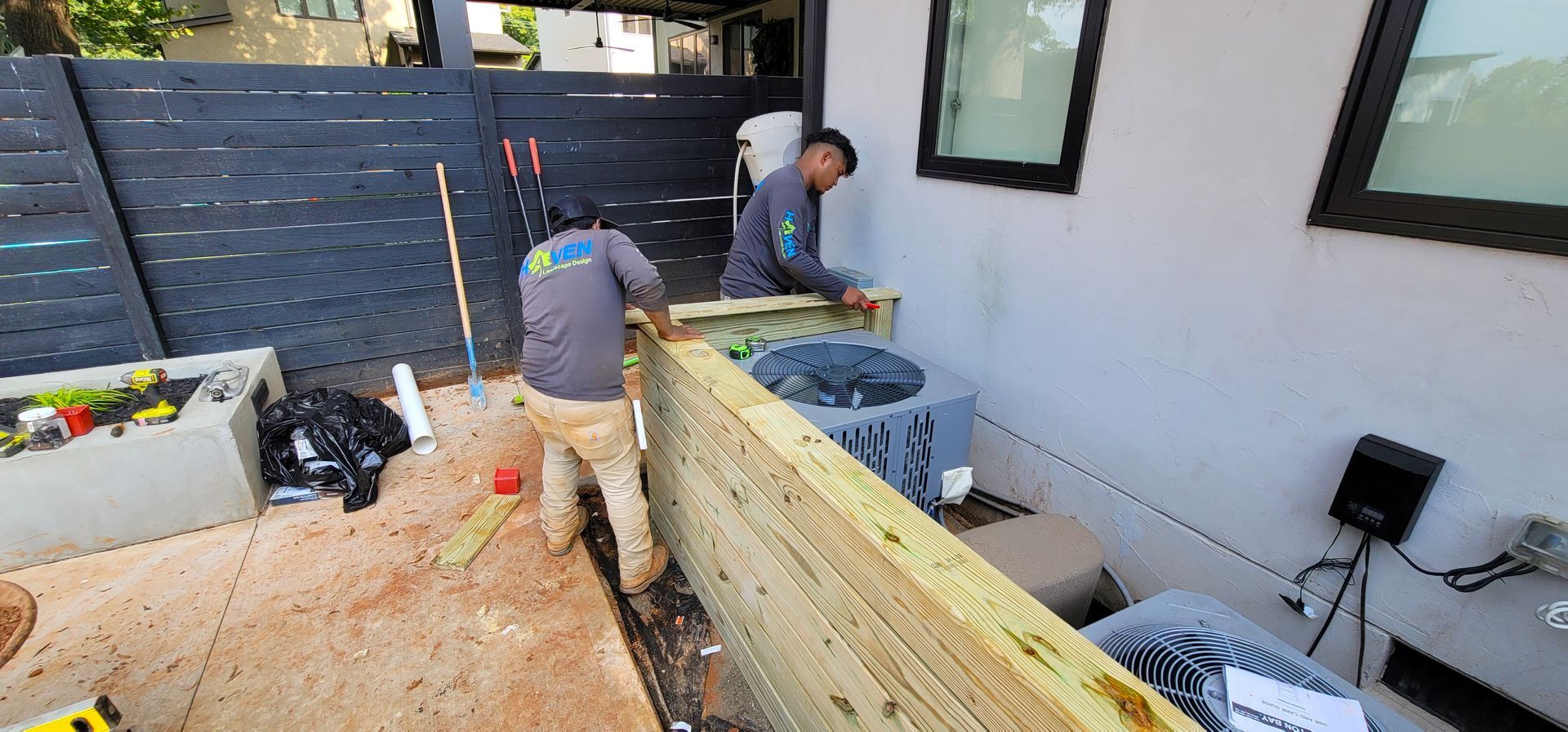 A residential landscape design project on Levy Way in Charlotte, NC - Haven Landscape Design hard at work