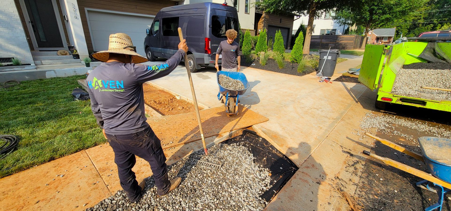A hardscape service in Charlotte, NC - Haven Landscape Design hard at work