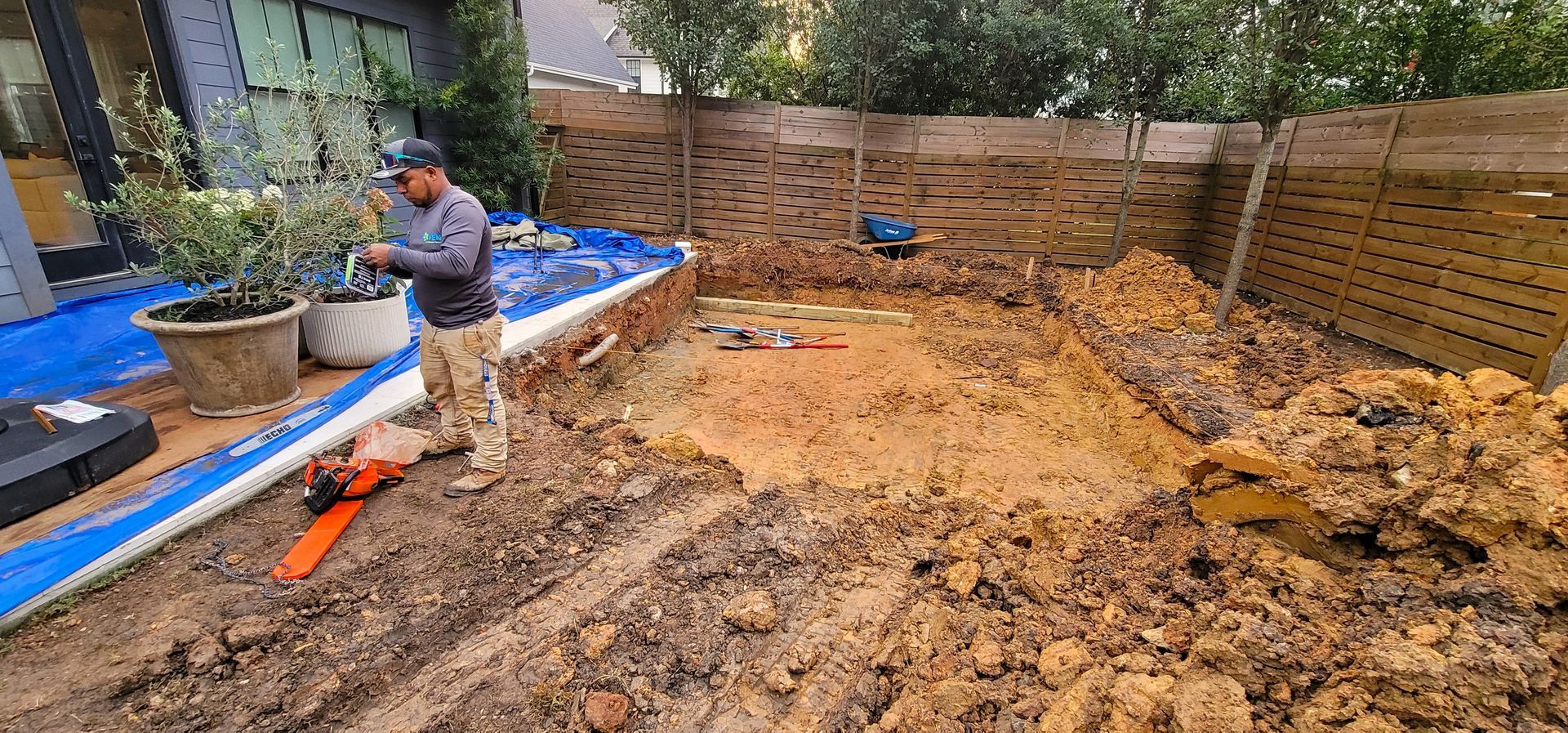 A residential landscape design project in Charlotte, NC - Haven Landscape Design hard at work