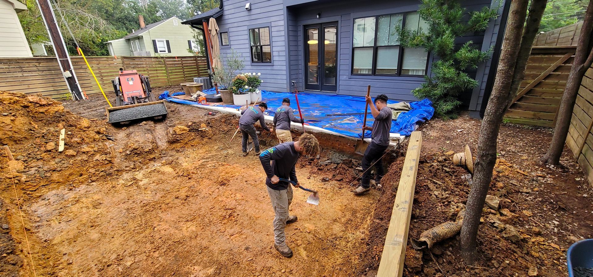 A residential landscape design project in Charlotte, NC - Haven Landscape Design hard at work