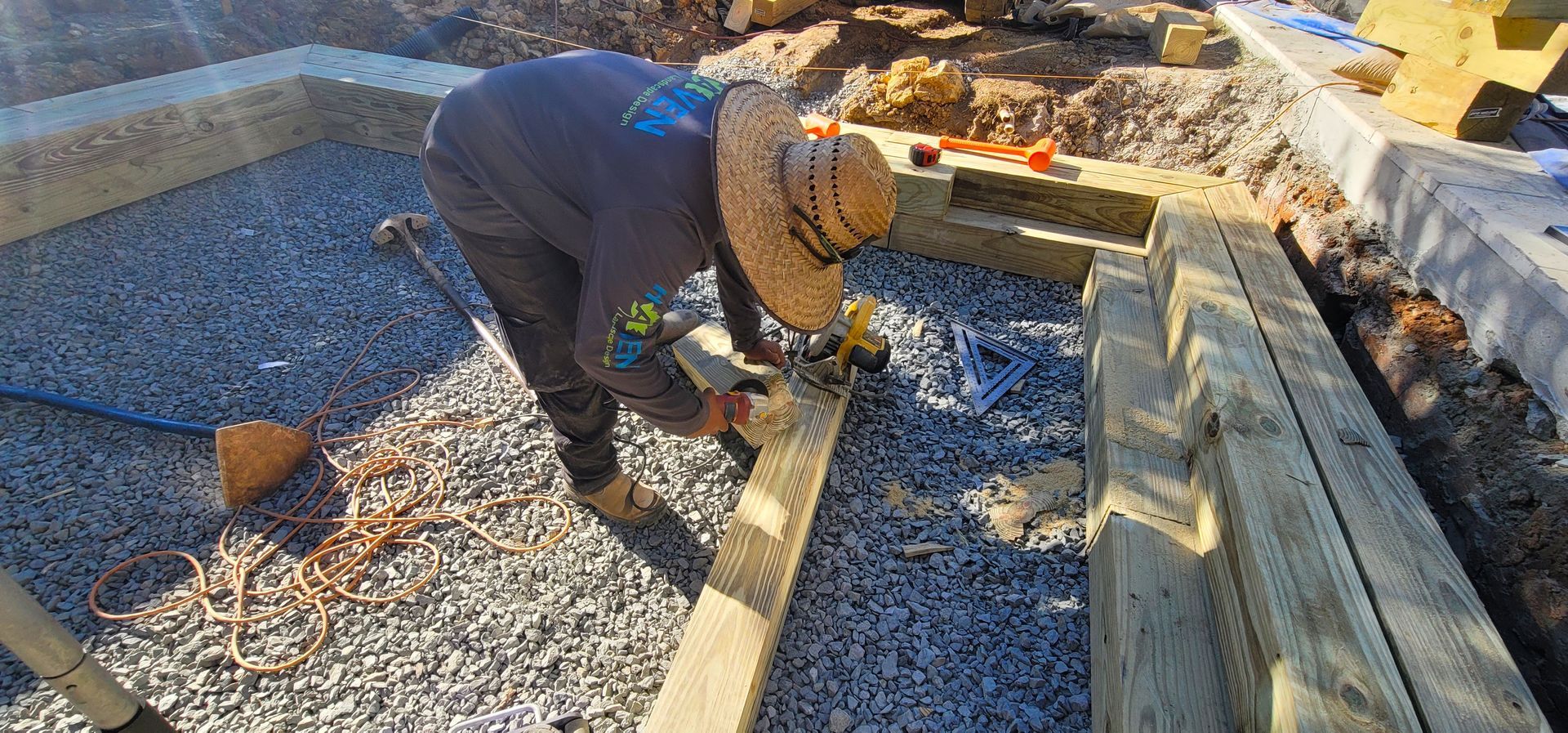 A hardscape service in Charlotte, NC - Haven Landscape Design hard at work