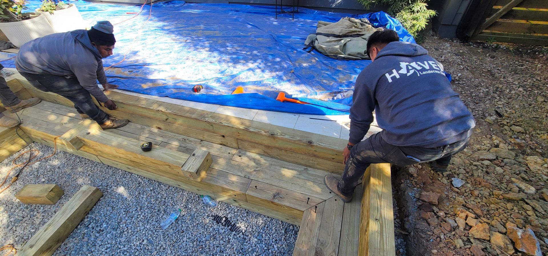 A hardscape service in Charlotte, NC - Haven Landscape Design hard at work