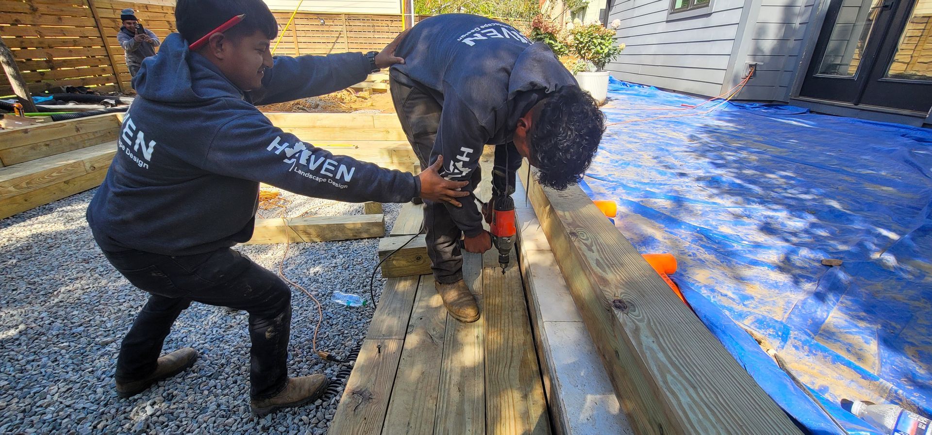 A residential landscape design project in Charlotte, NC - Haven Landscape Design hard at work