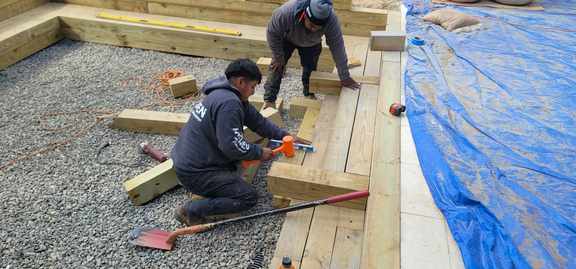 A hardscape service in Charlotte, NC - Haven Landscape Design hard at work