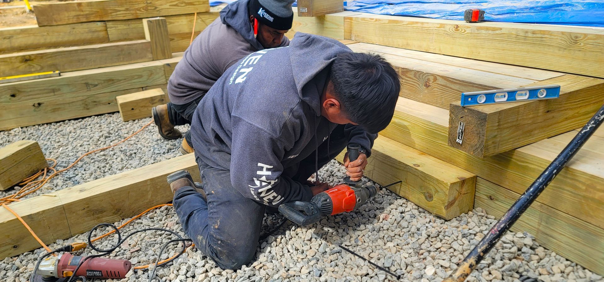 A hardscape service in Charlotte, NC - Haven Landscape Design hard at work