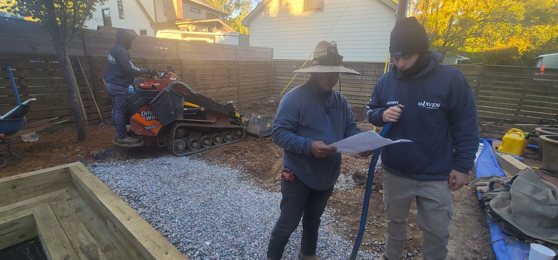 A hardscape service in Charlotte, NC - Haven Landscape Design hard at work