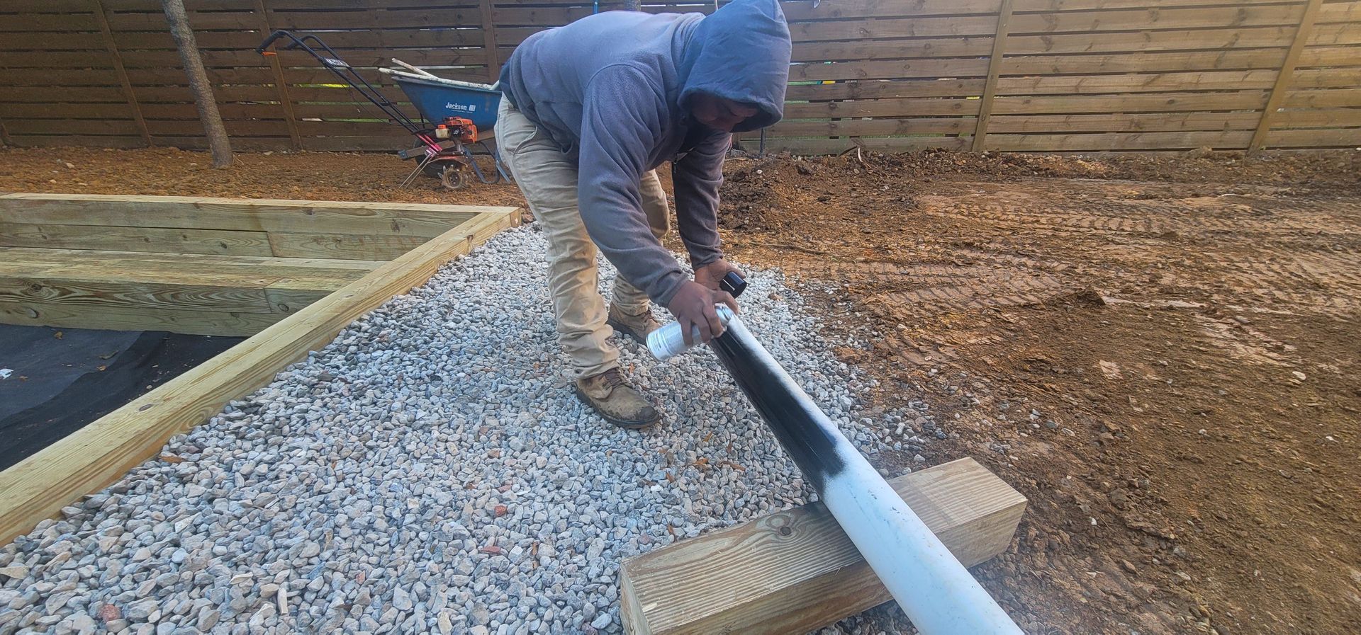 A hardscape service in Charlotte, NC - Haven Landscape Design hard at work