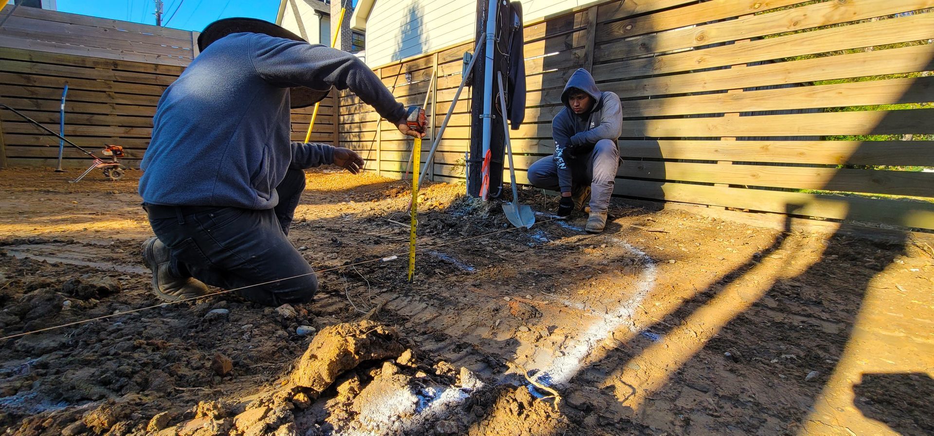 A residential landscape design project in Charlotte, NC - Haven Landscape Design hard at work