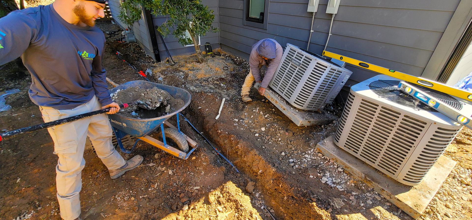 A residential landscape design project in Charlotte, NC - Haven Landscape Design hard at work