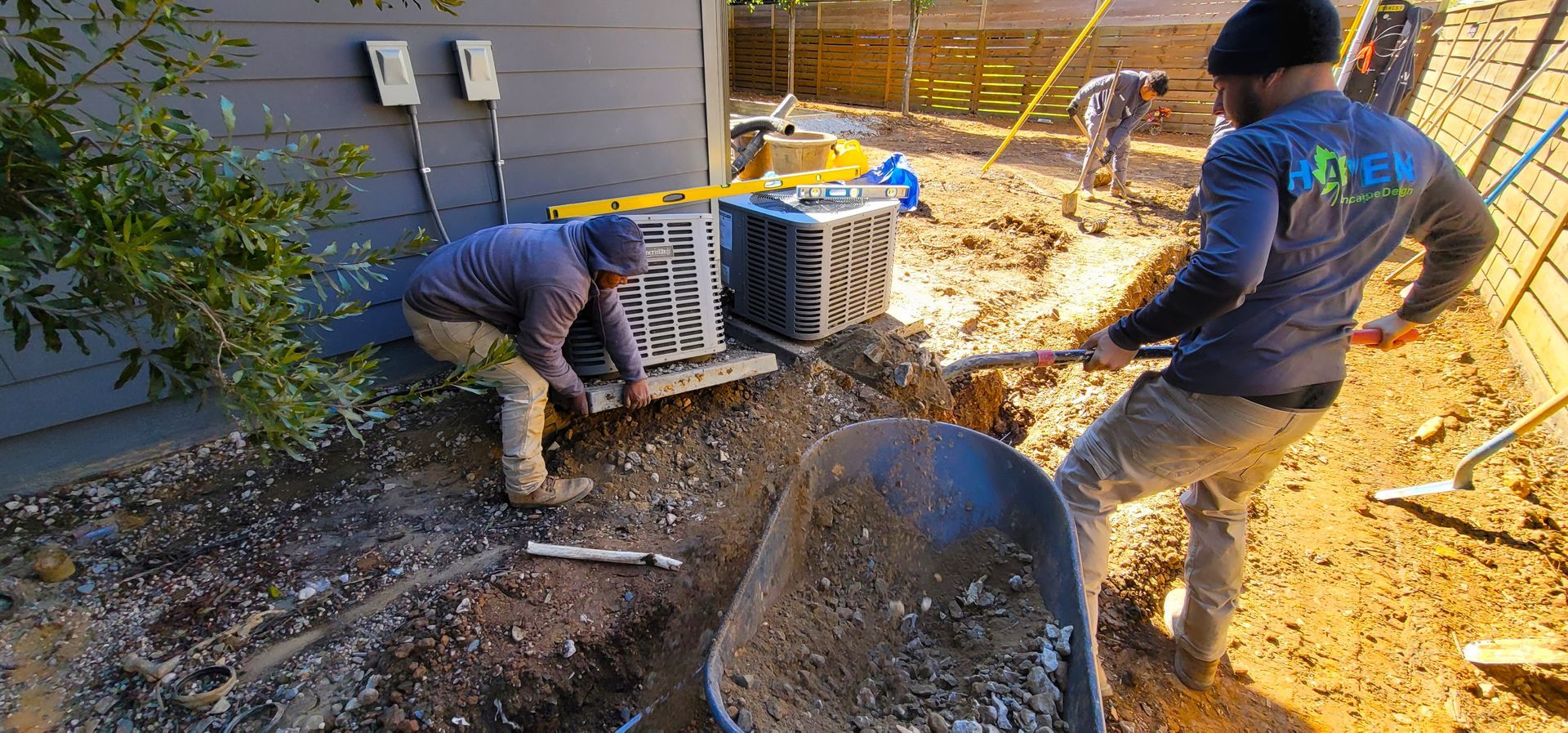 A hardscape service in Charlotte, NC - Haven Landscape Design hard at work