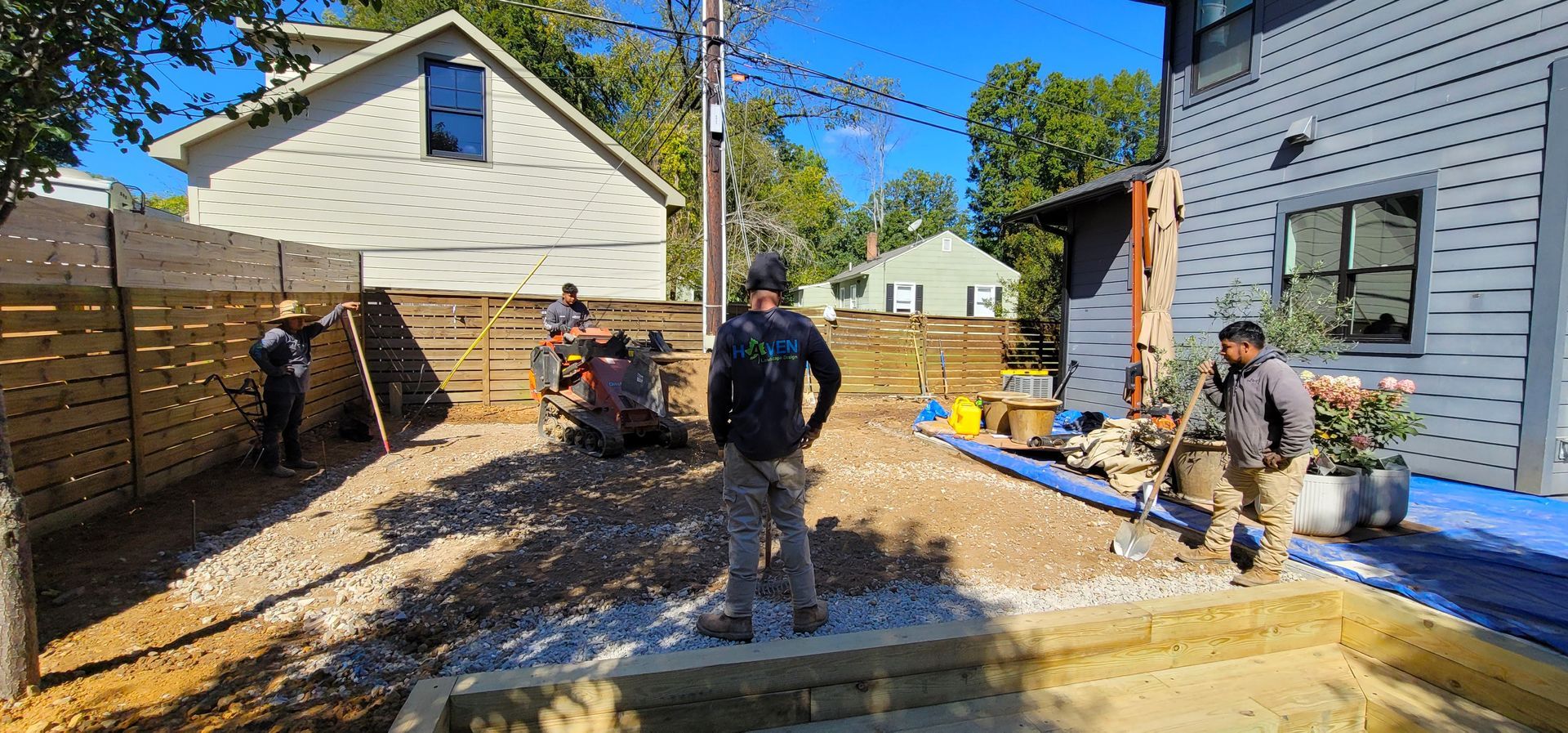 A hardscape service in Charlotte, NC - Haven Landscape Design hard at work