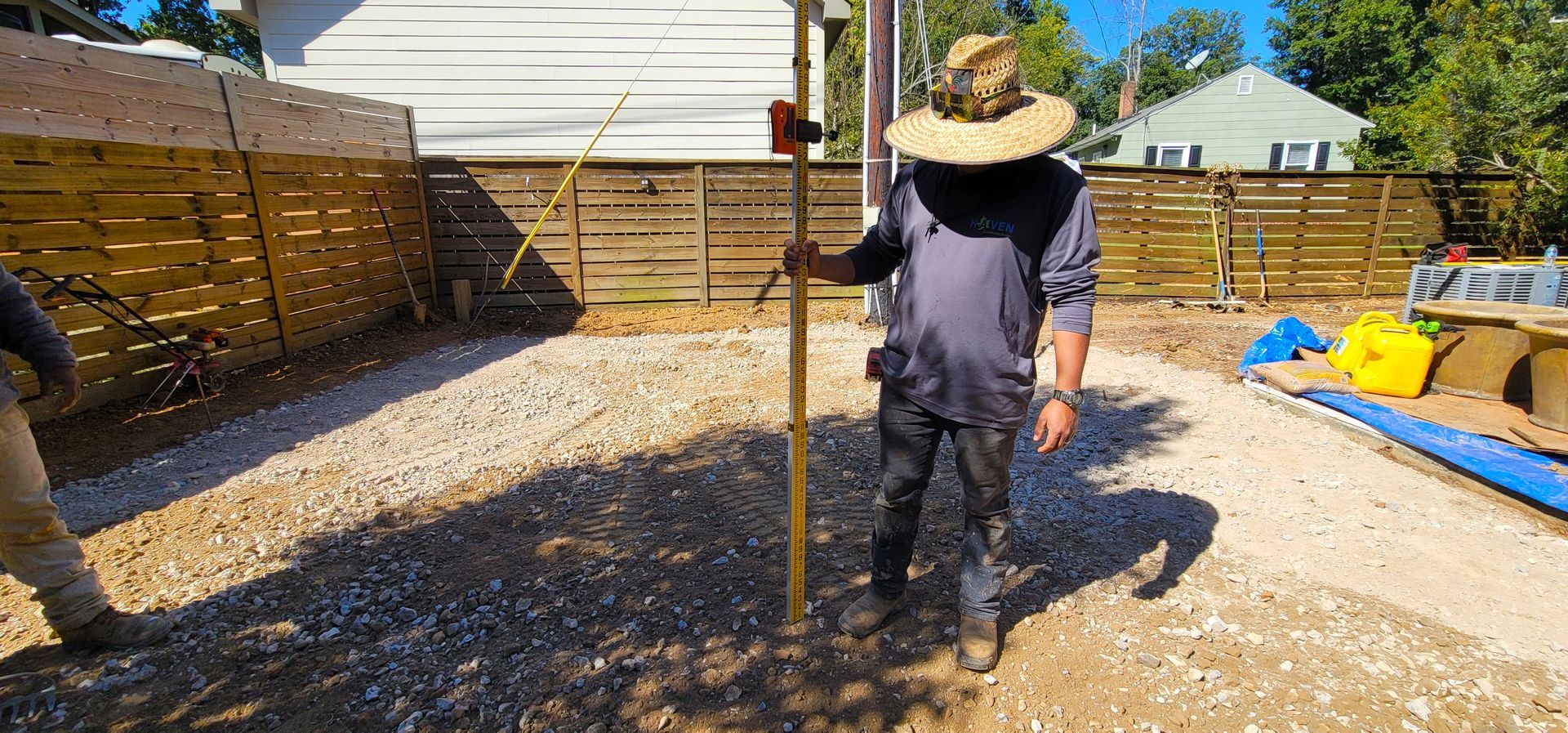 A residential landscape design project in Charlotte, NC - Haven Landscape Design hard at work