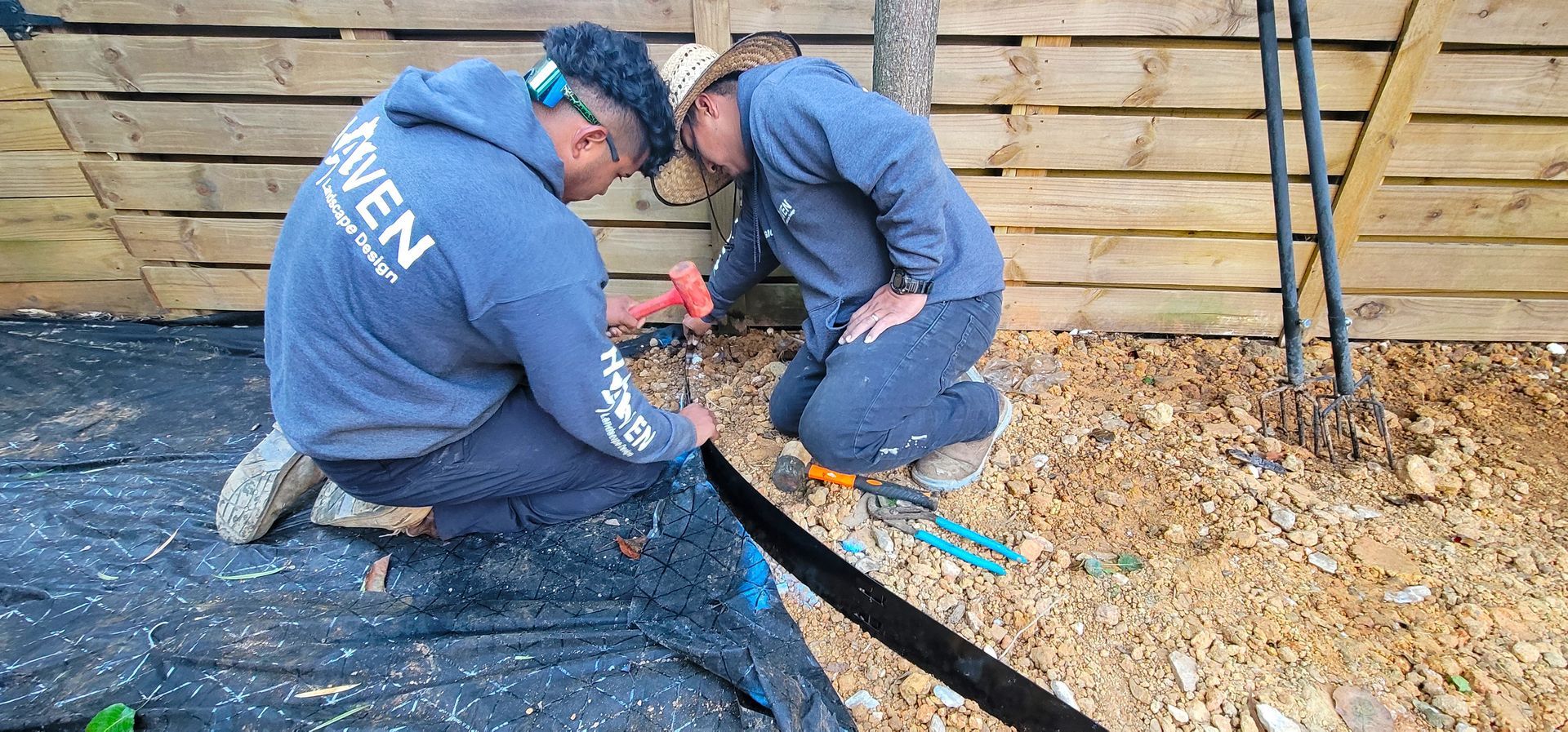 A hardscape service in Charlotte, NC - Haven Landscape Design hard at work