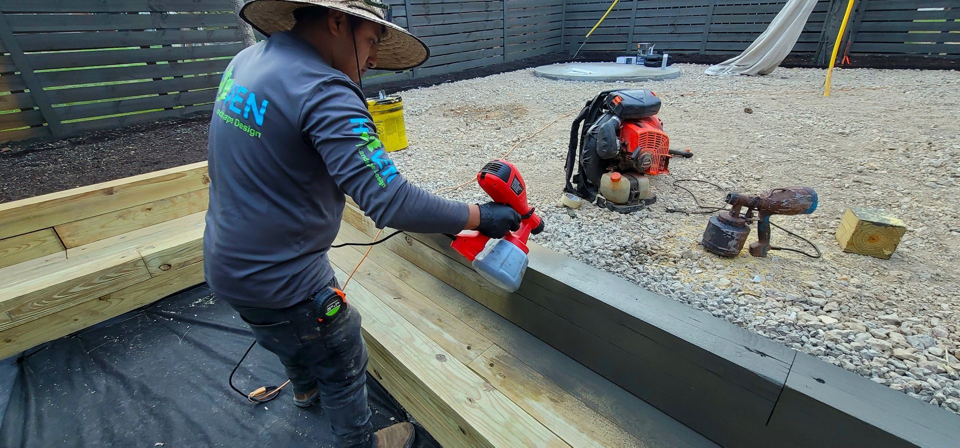 A residential landscape design project in Charlotte, NC - Haven Landscape Design hard at work