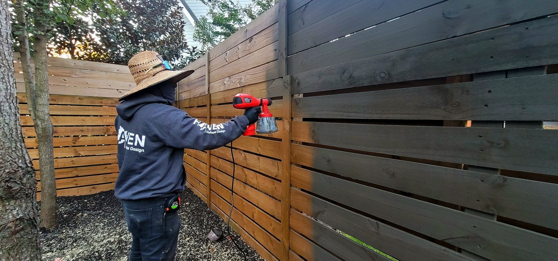 A residential landscape design project in Charlotte, NC - Haven Landscape Design hard at work