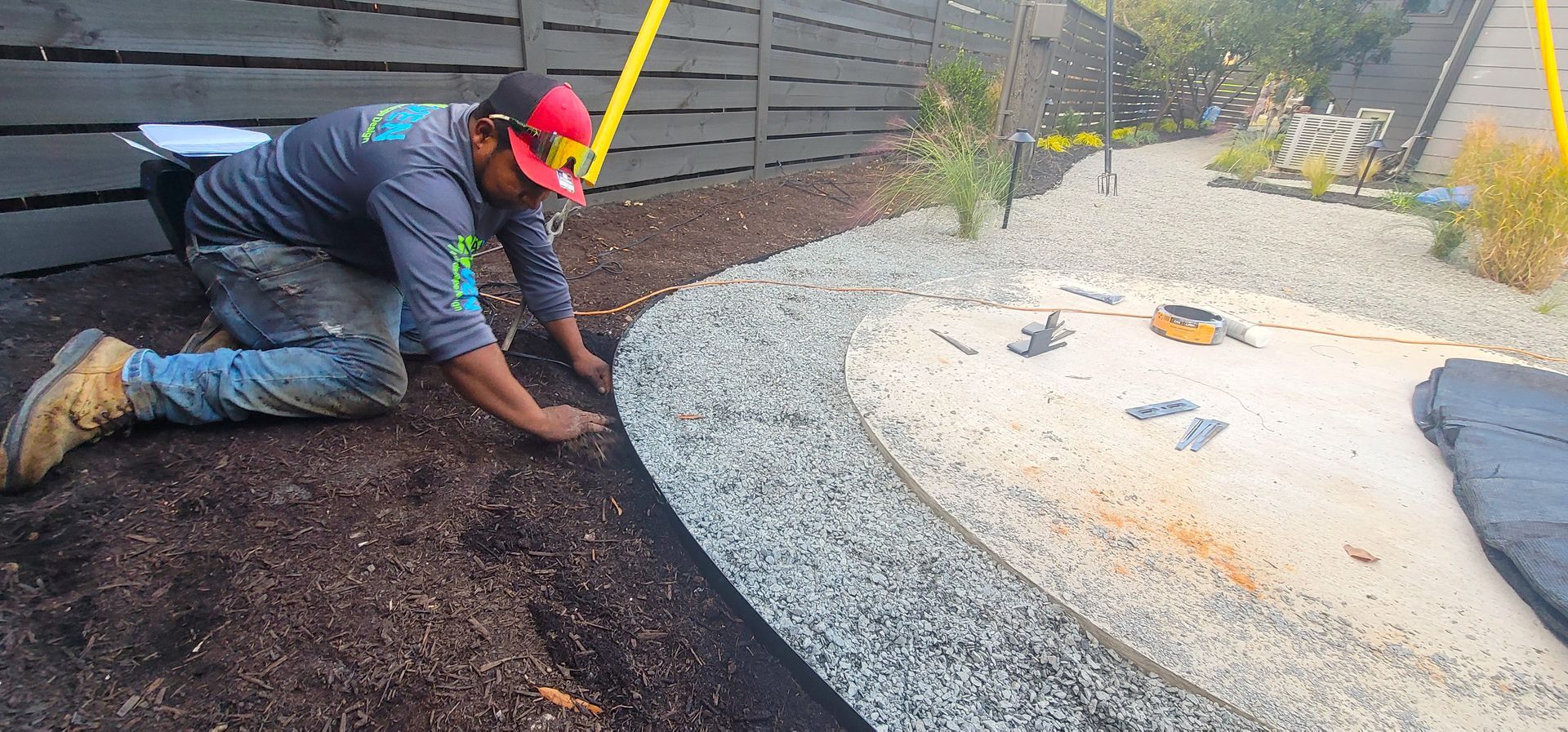 A residential landscape design project in Charlotte, NC - Haven Landscape Design hard at work