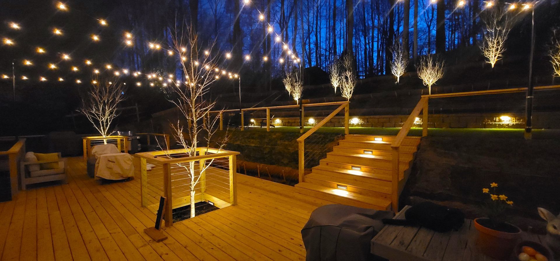 A landscape lighting installation in Charlotte, NC by Haven Landscape Design