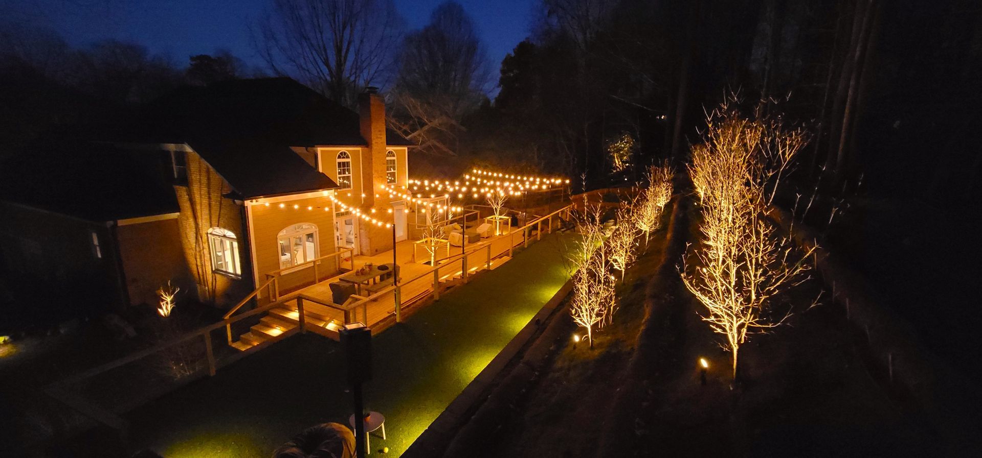 A landscape lighting installation in Charlotte, NC by Haven Landscape Design