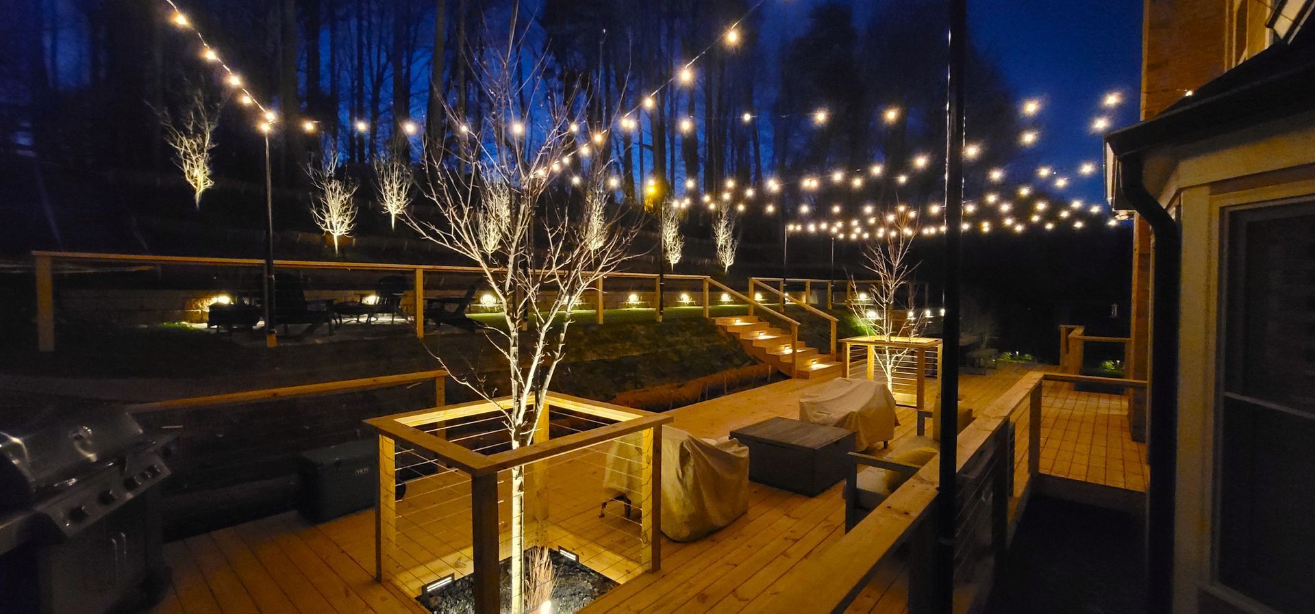 A landscape lighting installation in Charlotte, NC by Haven Landscape Design