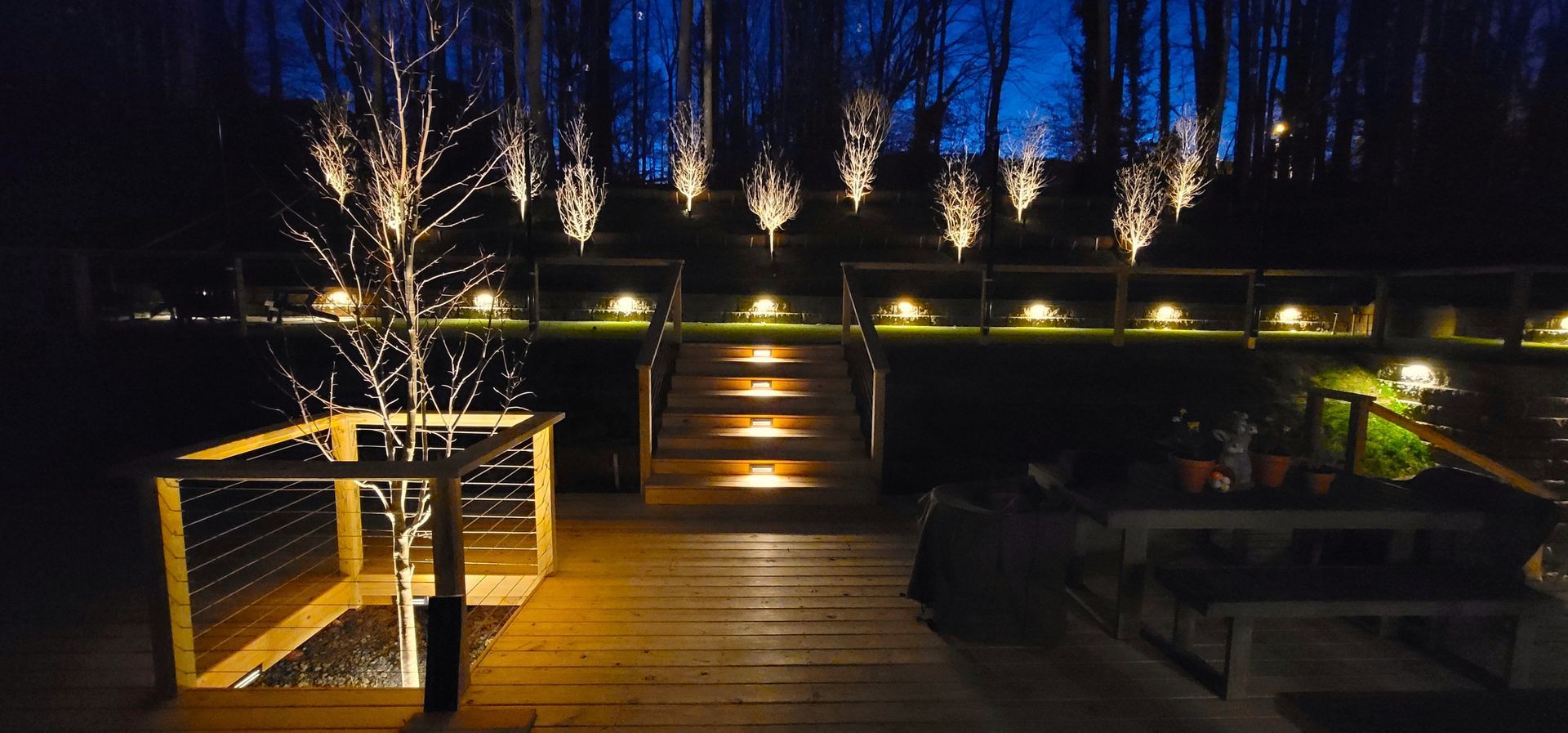A landscape lighting installation in Charlotte, NC by Haven Landscape Design