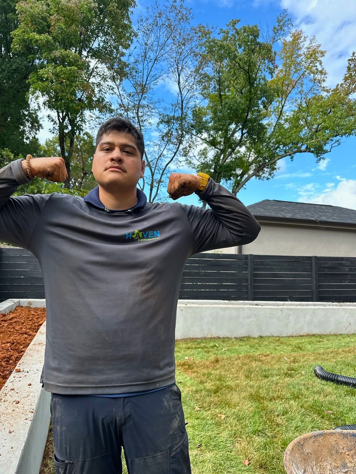 A residential landscape design project on Levy Way in Charlotte, NC - Haven Landscape Design hard at work