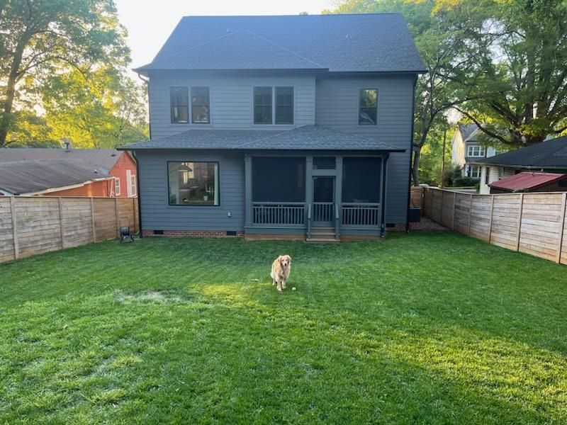 A before picture of a home in Charlotte, NC about to receive an origami landscape installation by Haven Landscape Design