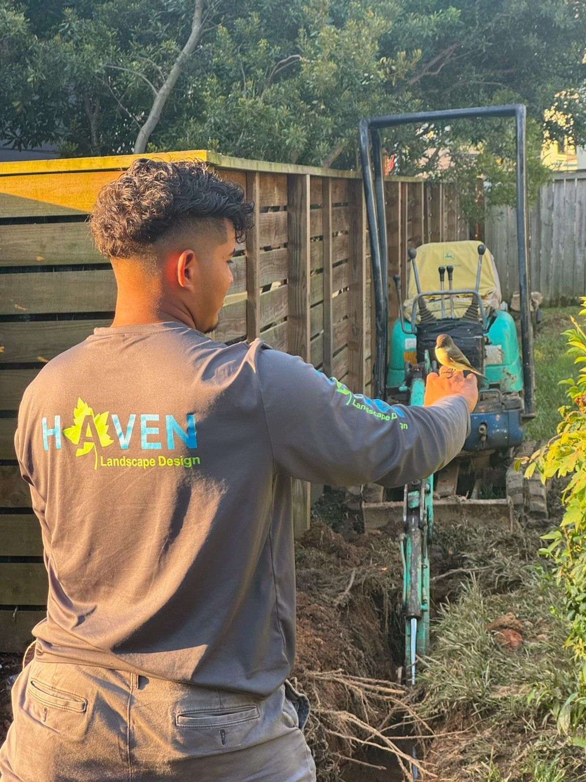 A residential landscape design project in Charlotte, NC - Haven Landscape Design hard at work