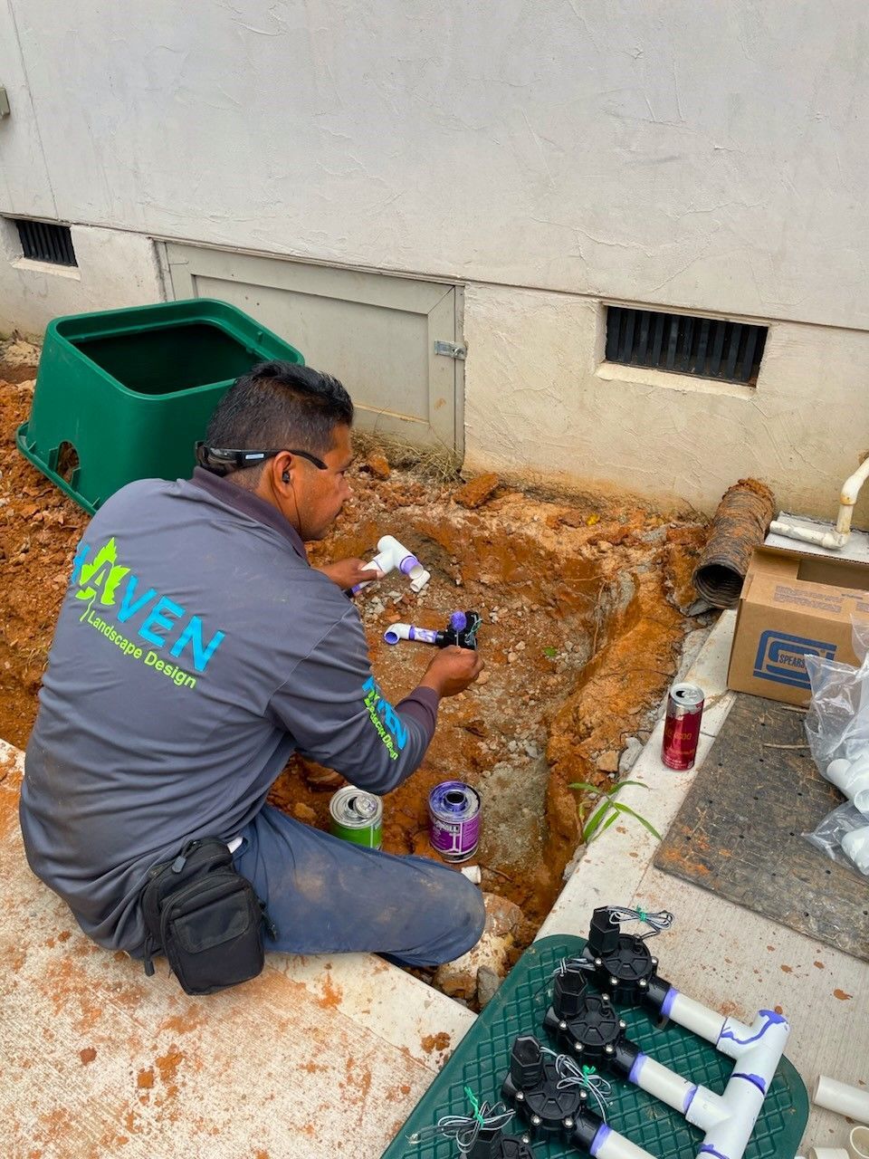 A hardscape service in Charlotte, NC - Haven Landscape Design hard at work