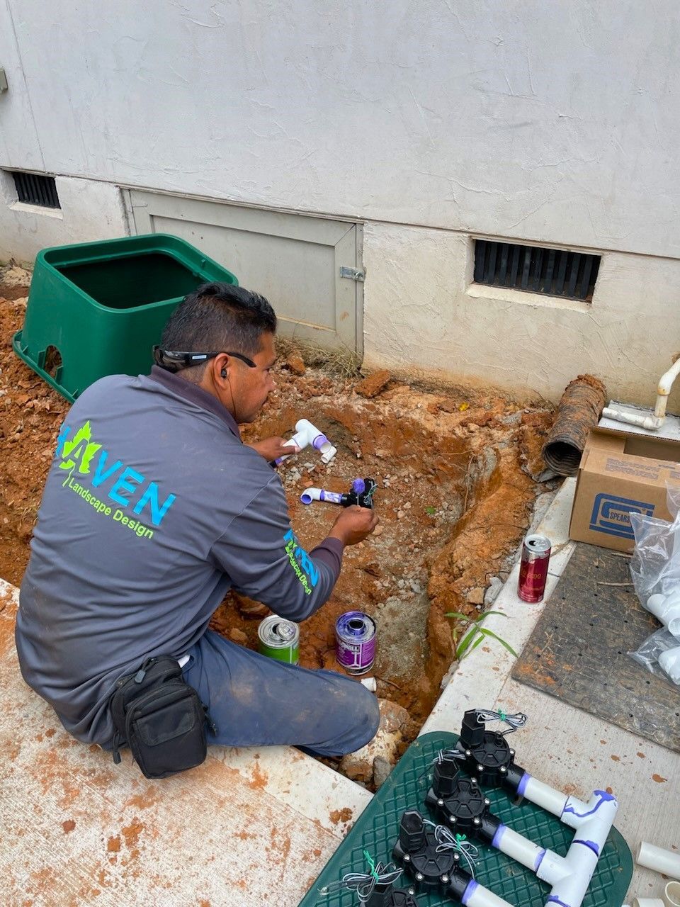 A residential landscape design project on Levy Way in Charlotte, NC - Haven Landscape Design hard at work