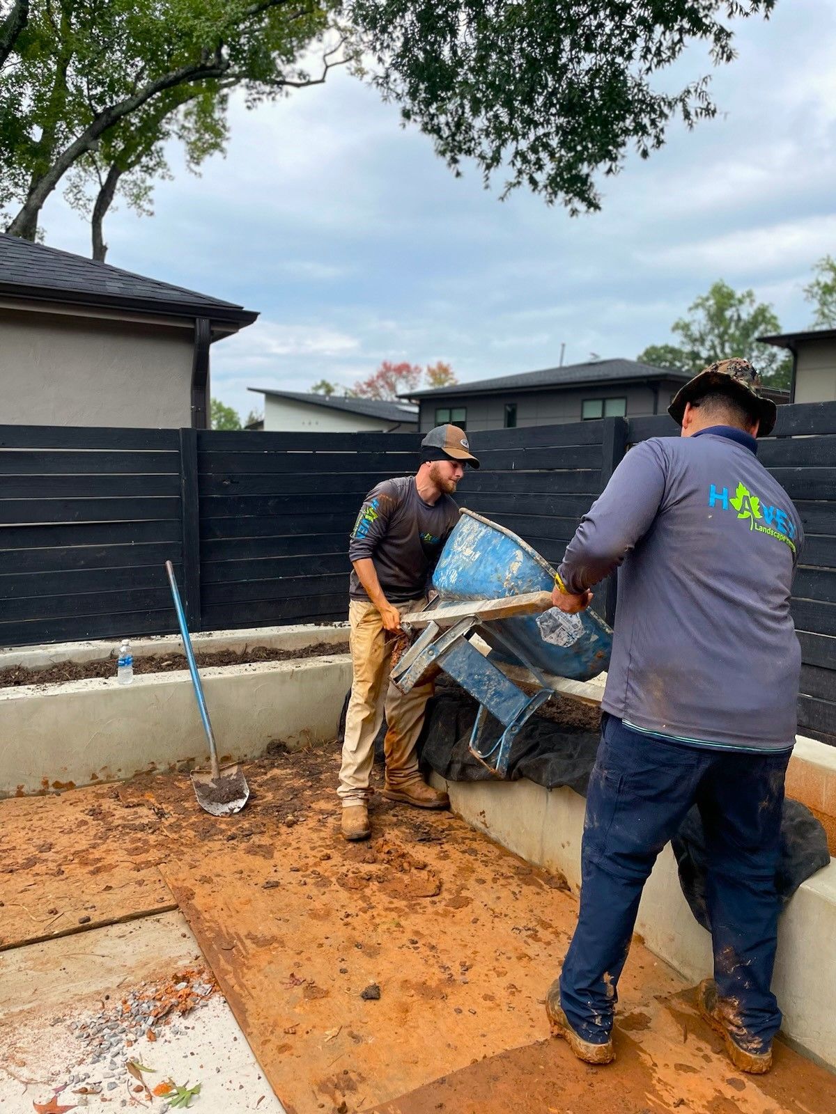 A hardscape service in Charlotte, NC - Haven Landscape Design hard at work