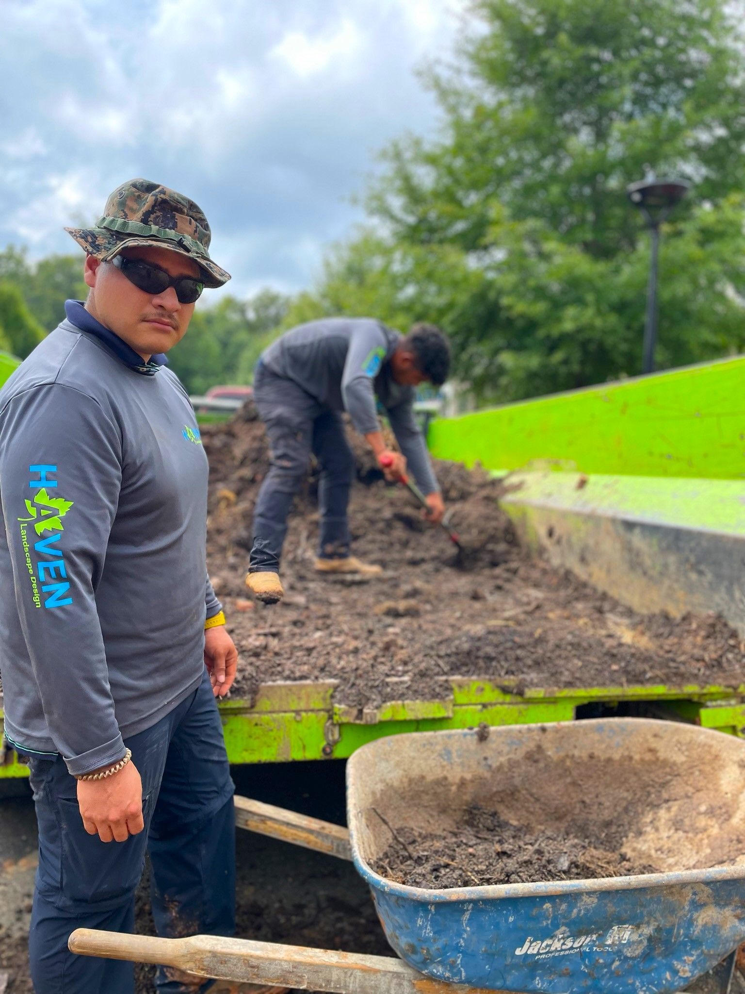 A residential landscape design project on Levy Way in Charlotte, NC - Haven Landscape Design hard at work