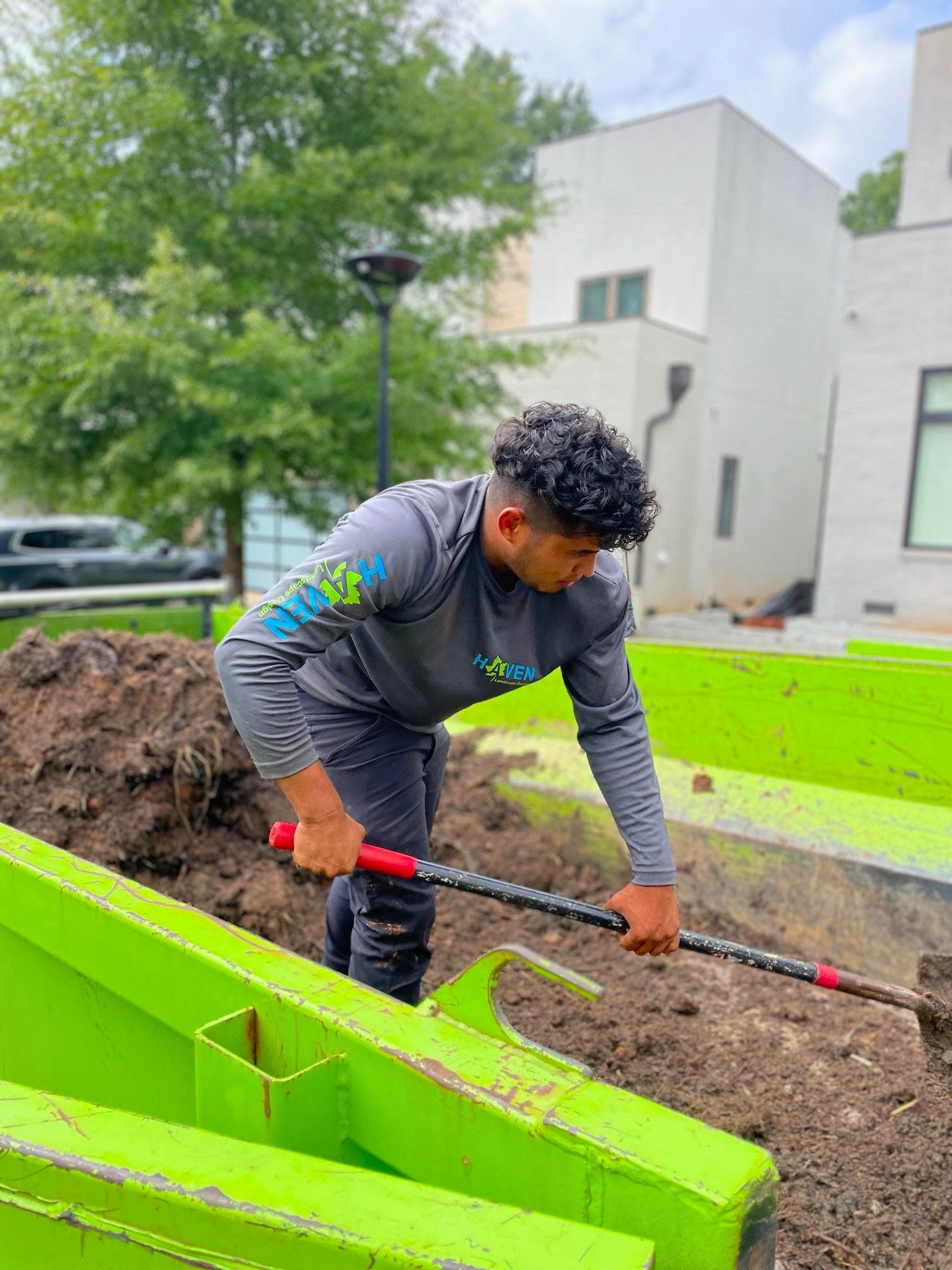 A drainage installation in Charlotte, NC - Haven Landscape Design hard at work