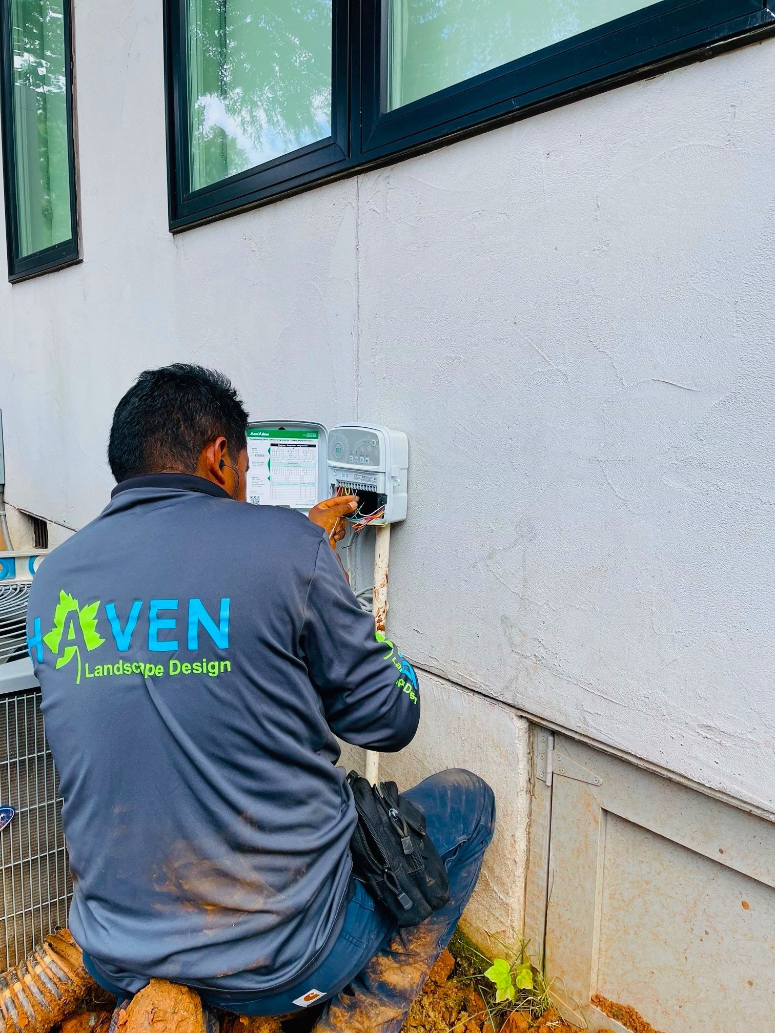 A residential landscape design project on Levy Way in Charlotte, NC - Haven Landscape Design hard at work