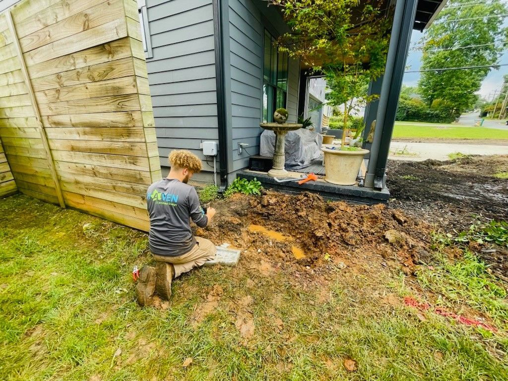 A residential landscape design project in Charlotte, NC - Haven Landscape Design hard at work