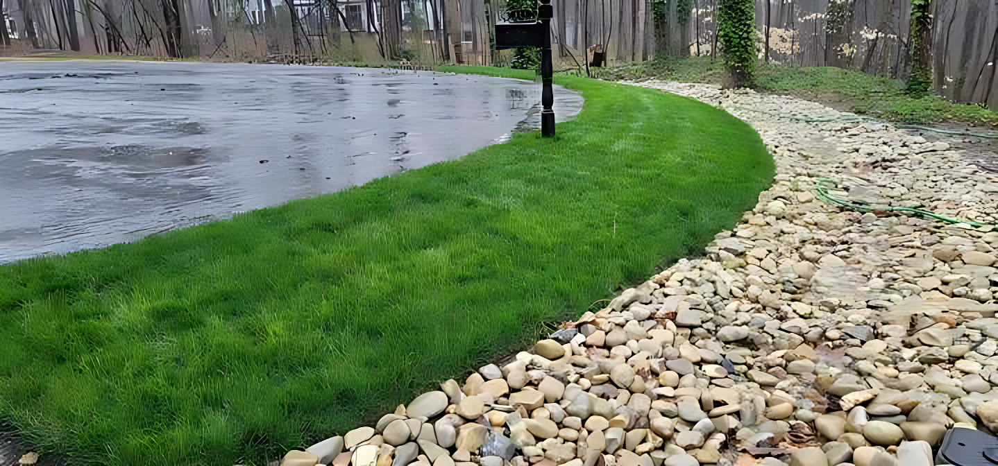 There is a mailbox on the side of the road next to a lush green lawn.