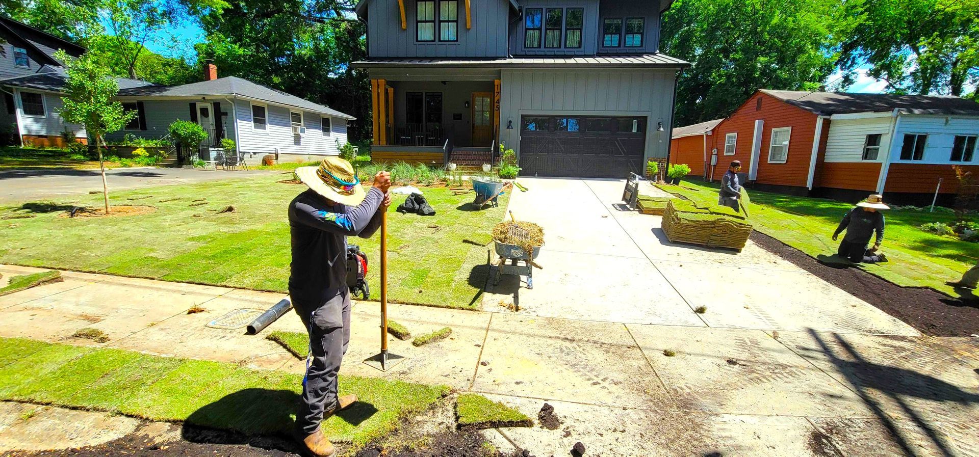 A drainage installation in Charlotte, NC - Haven Landscape Design hard at work
