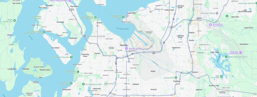 Map showing the general service area of the business. 
