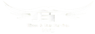 Logo for JET Limo & Bus Service NYC: white wings over "JET" text on a black background.