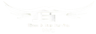 Logo for JET Limo & Bus Service NYC: white wings over "JET" text on a black background.