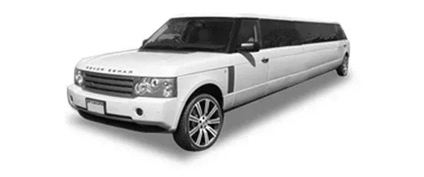 White Range Rover limousine on a white background.