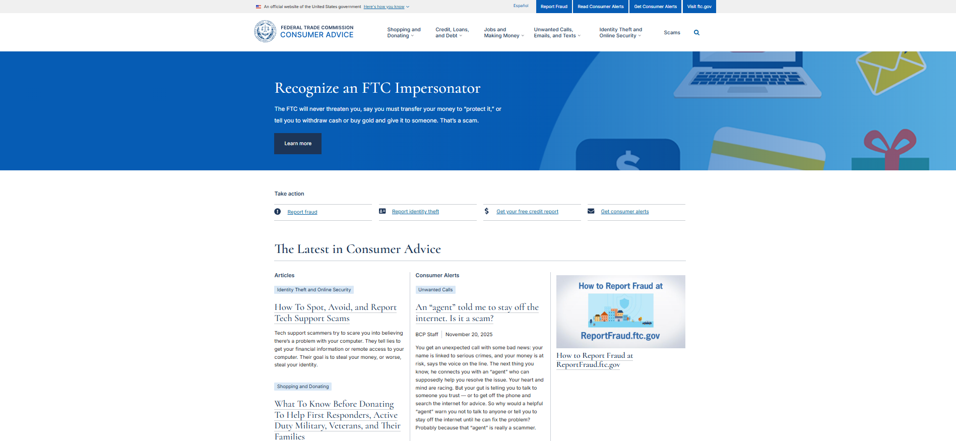 Website homepage featuring a banner about navigating PTIs, with articles below.