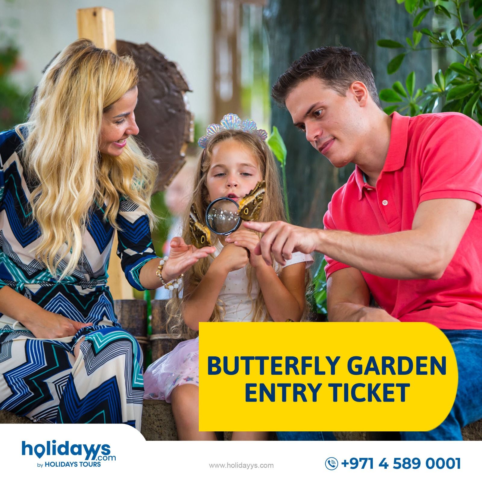 Butterfly Garden - Collage of various butterfly species, lush greenery, and visitors enjoying the serene environment.
