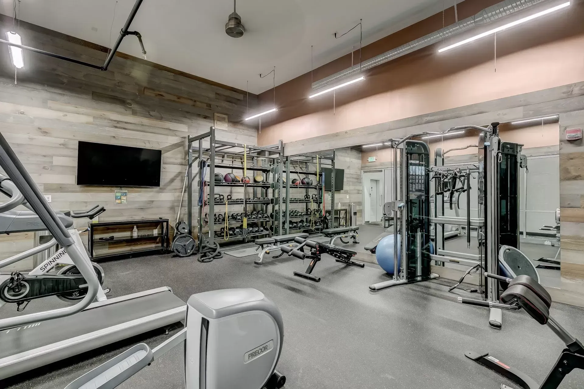 another view of the gym showing equipment