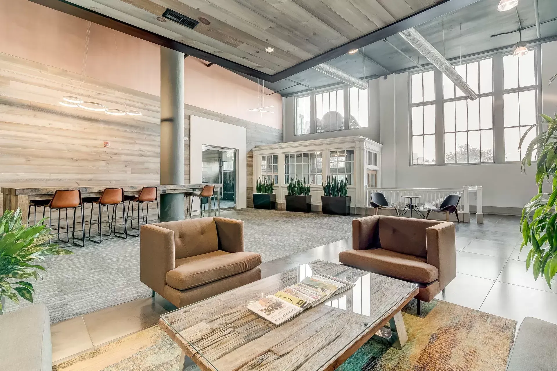 lobby area with couch and chairs