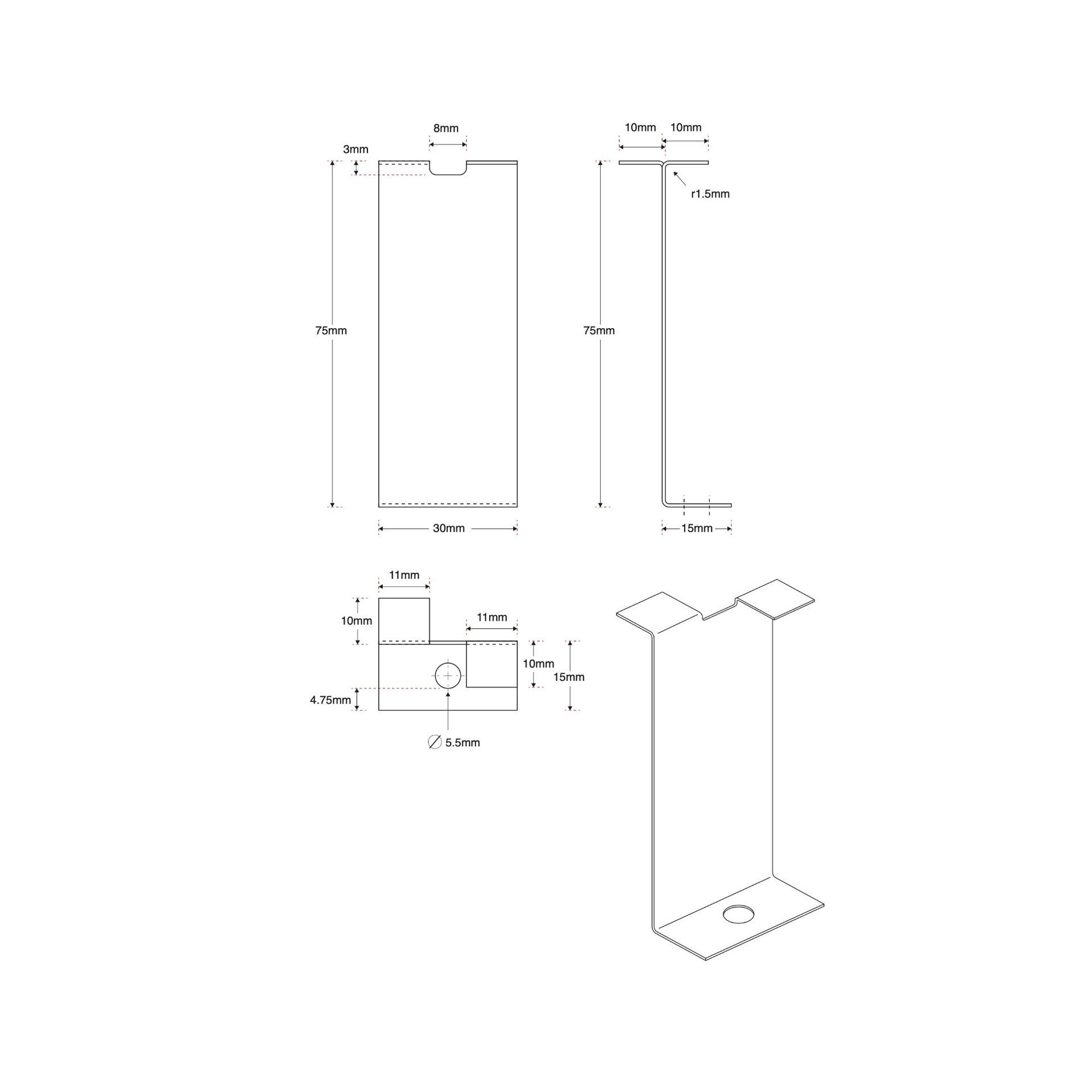 A metal bracket in the shape of a