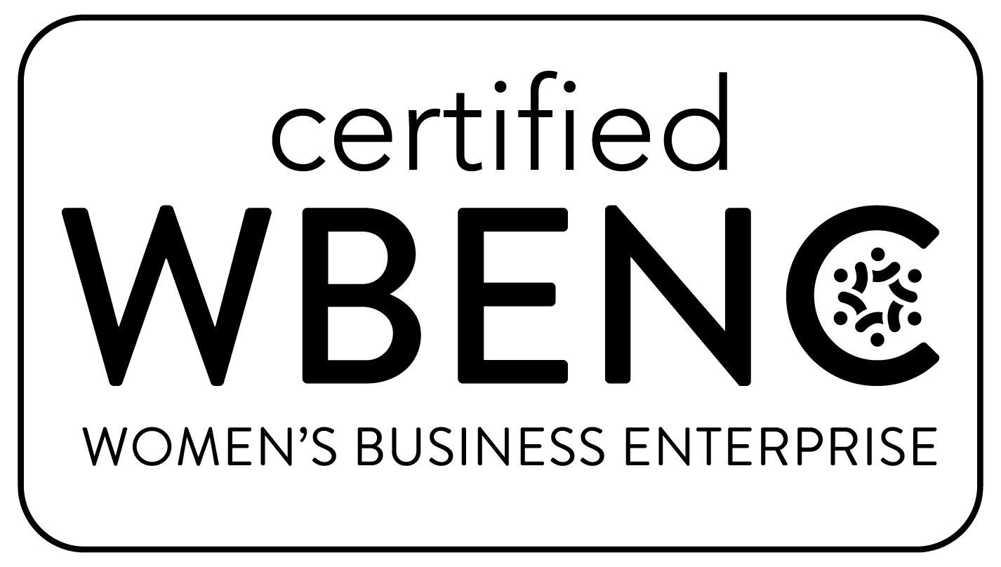 A black and white logo for a certified women 's business enterprise.