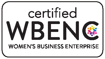 A certified wbenc women 's business enterprise logo on a white background.