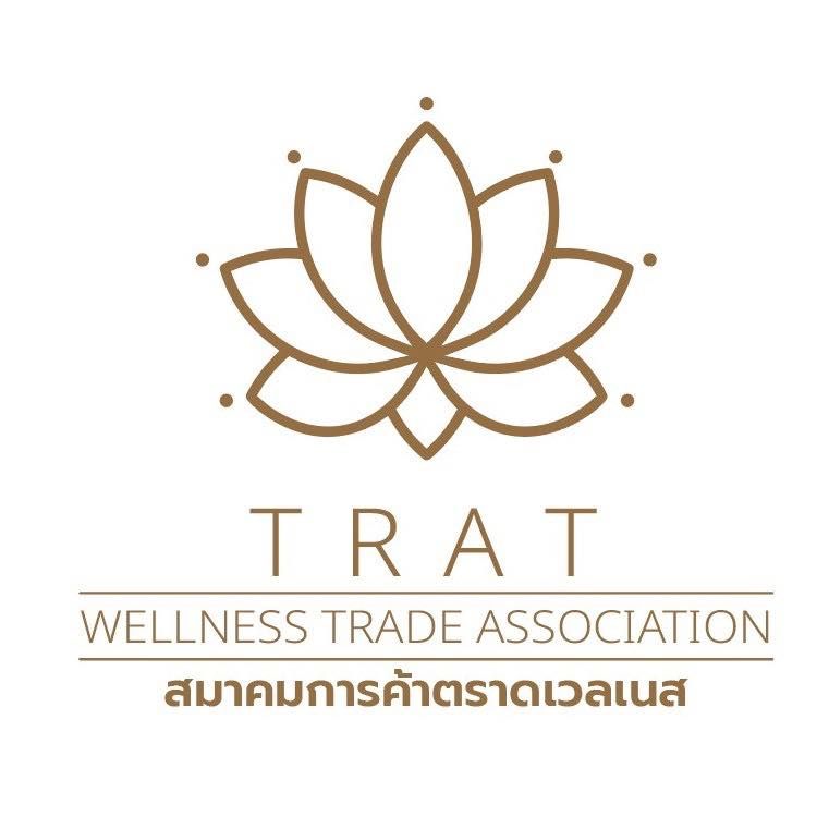 Logo for Trat Wellness Trade Association: lotus flower over text in English and Thai.